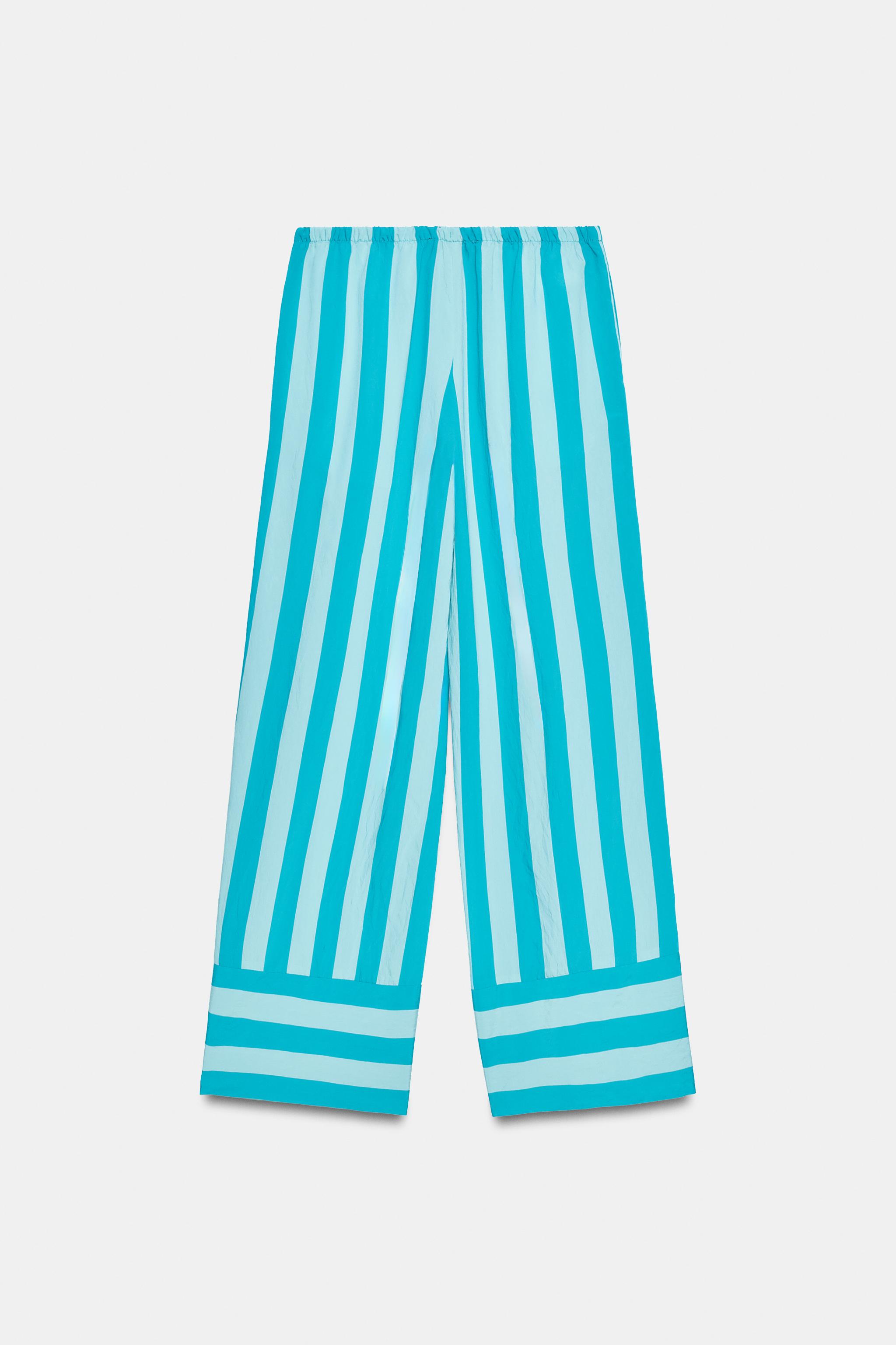 STRIPED WIDE LEG PANTS